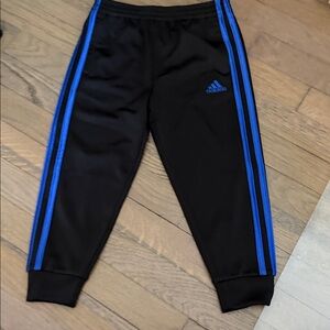 NWOT Adidas Kids Black Joggers with Blue Stripes